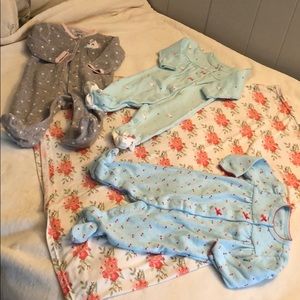 3Carters size 3 mos and Baileys Blossoms cover